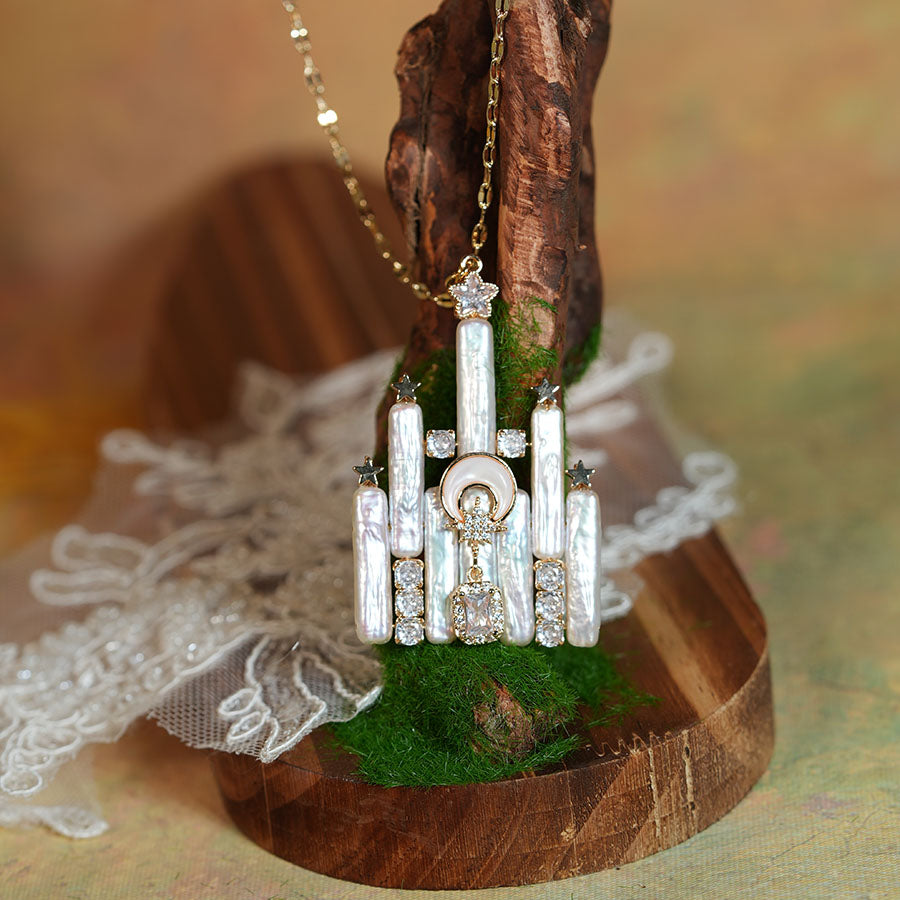Celestial Baroque Pearl Castle Necklace
