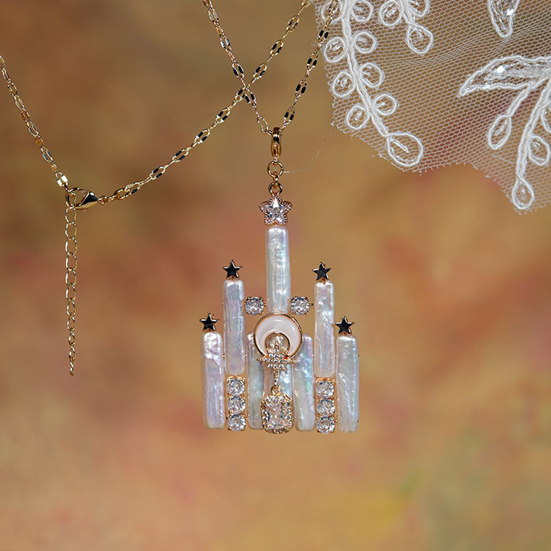 Celestial Baroque Pearl Castle Necklace