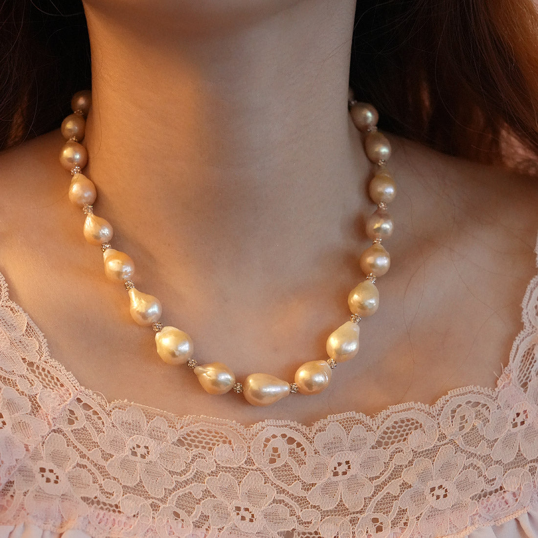 Champagne Aria Baroque Pearl Strand Necklace