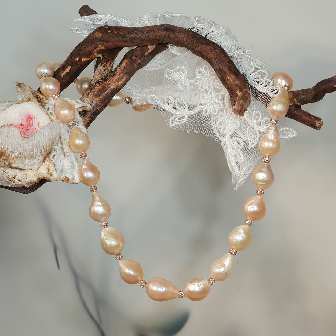 Champagne Aria Baroque Pearl Strand Necklace