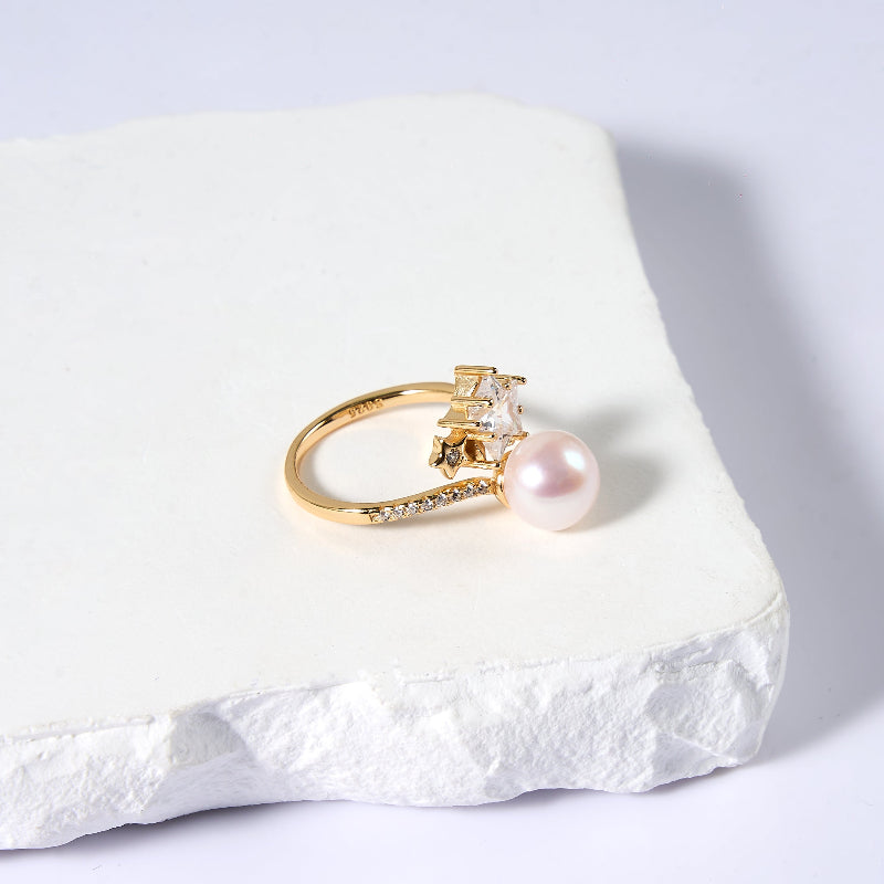 8.5-9.5mm Purple Freshwater Pearl Ring
