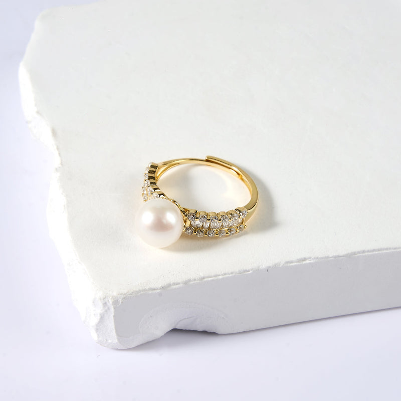 8.5-9.5mm White Freshwater Pearl Ring