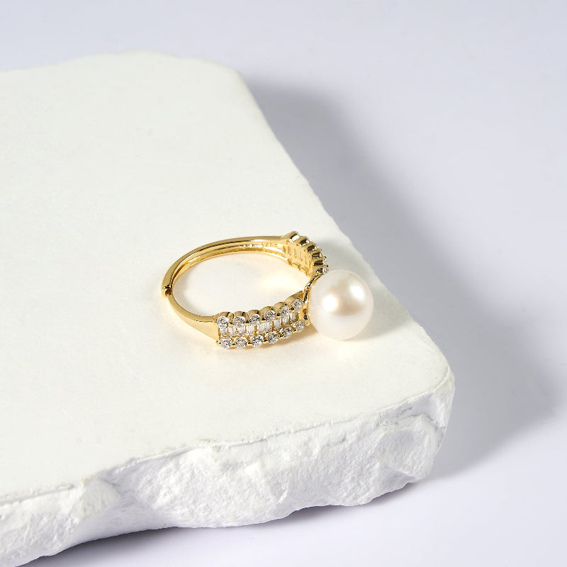 8.5-9.5mm White Freshwater Pearl Ring