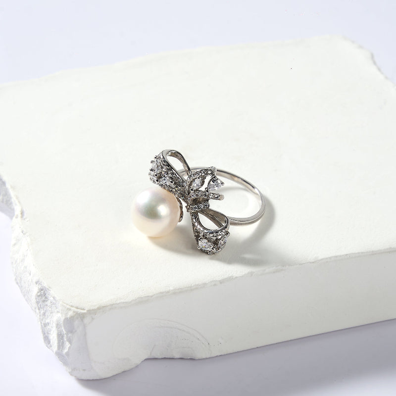 9.5-10.5mm White Freshwater Pearl Ring