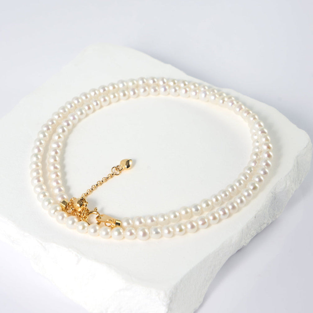 3-5mm Heart Clasp Freshwater Pearl Necklace-AAA Quality