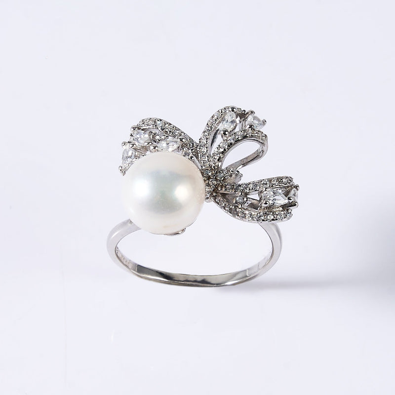 9.5-10.5mm White Freshwater Pearl Ring
