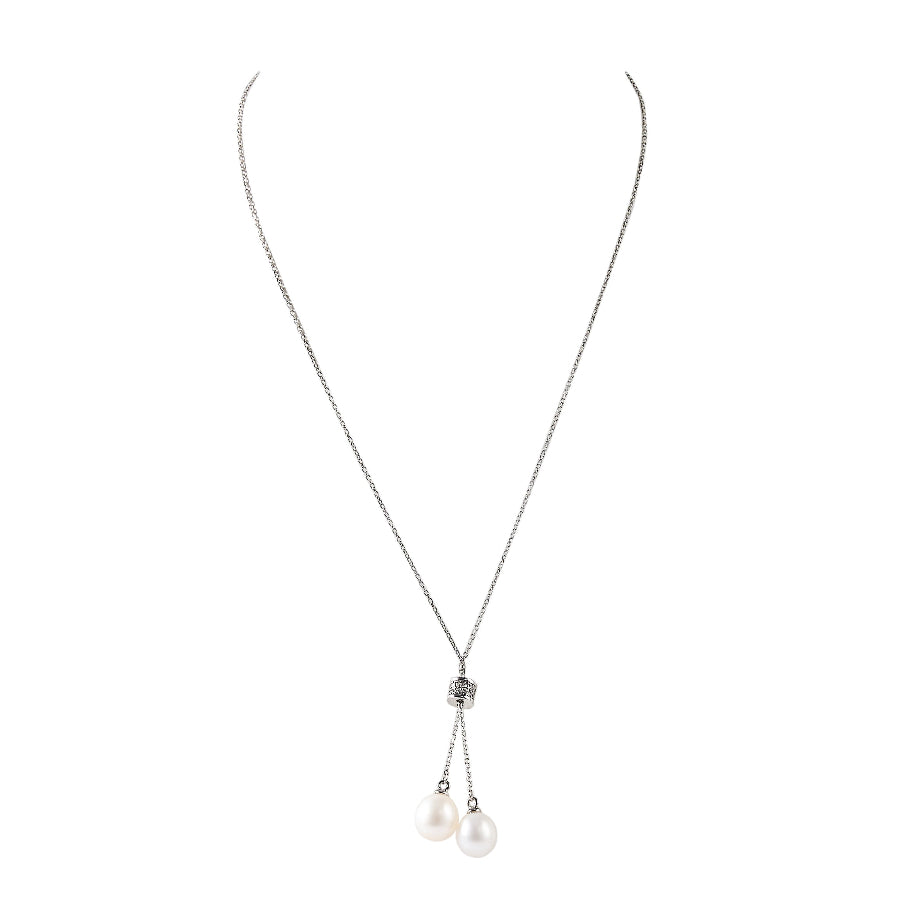 7.5-8.5mm double White Freshwater Pearl Pendant