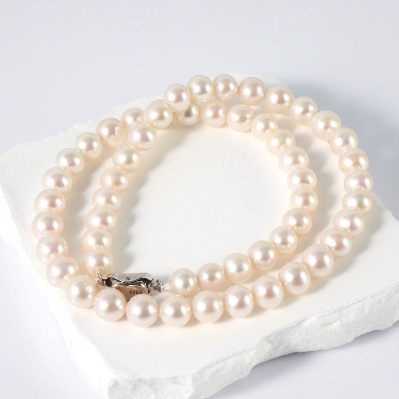 7-10.5mm White Freshwater Pearl Necklace-AAA Quality
