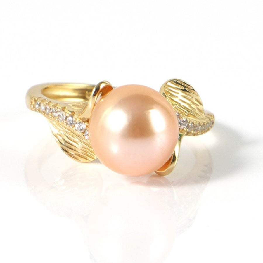 9.5-10.5mm Mermaid Tail Pink Freshwater Pearl Ring