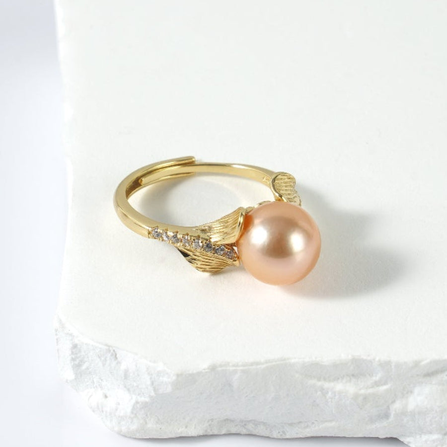 9.5-10.5mm Mermaid Tail Pink Freshwater Pearl Ring