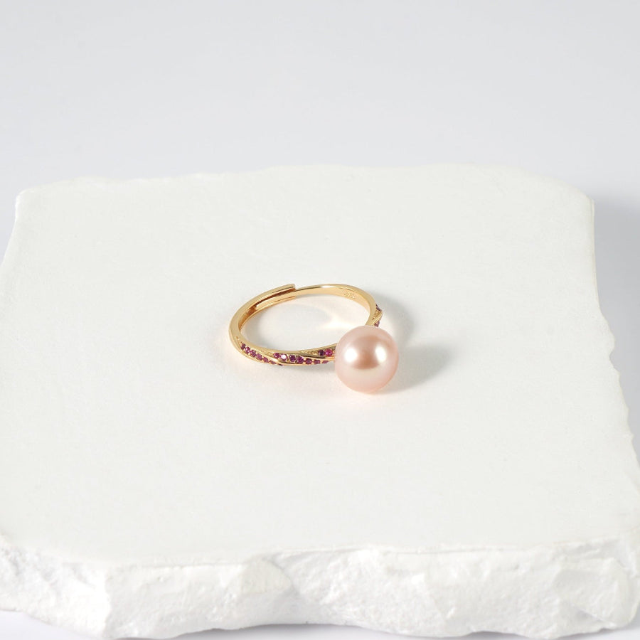 8.5-9.5mm Pink Freshwater Pearl Ring