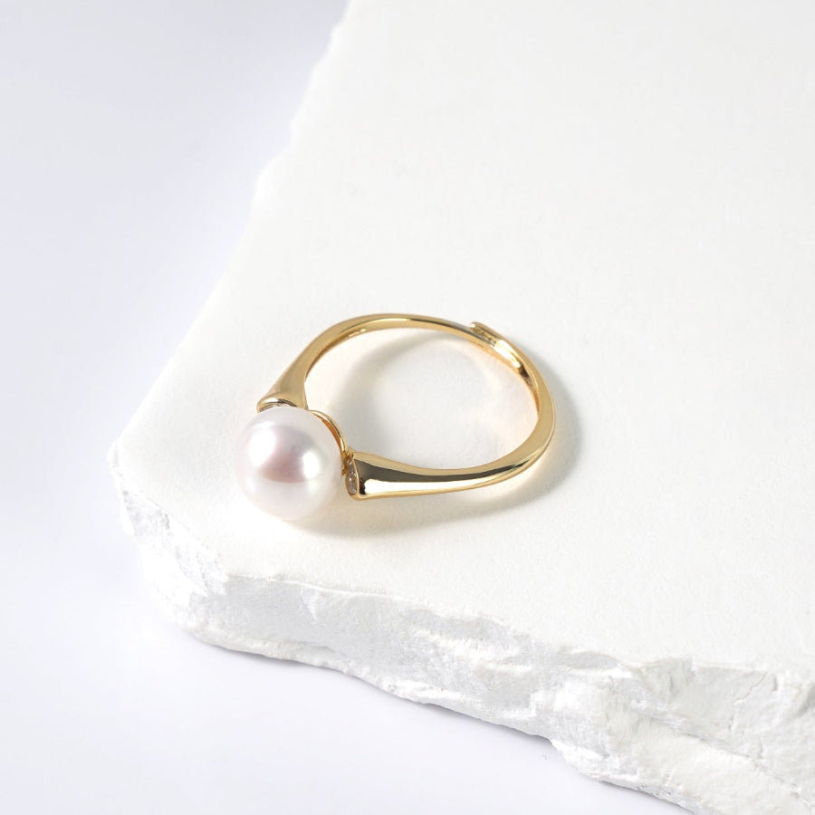 Single-Pearl Open Band Freshwater Pearl Ring