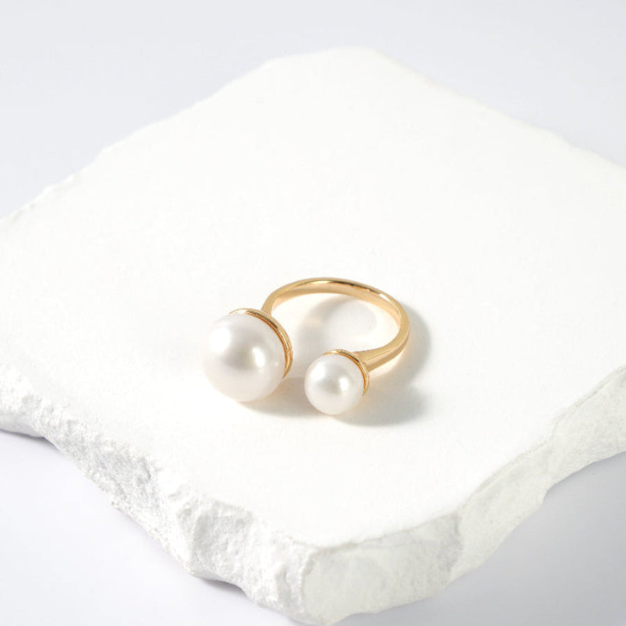Double White Freshwater Pearl Ring