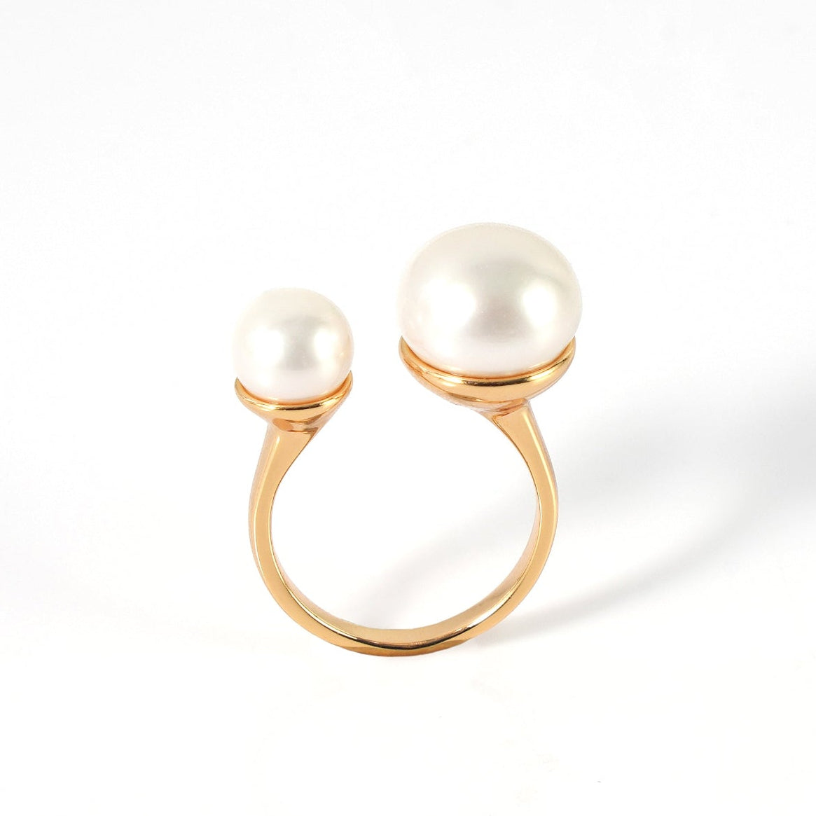 Double White Freshwater Pearl Ring