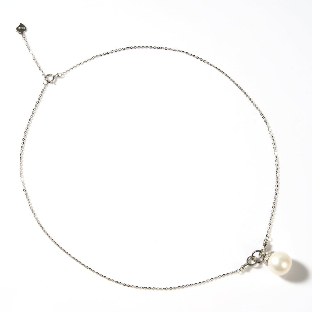 Side-Set Drop Freshwater Pearl Pendant Necklace