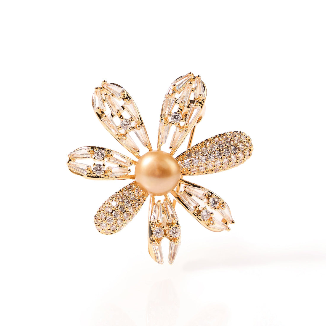 8.5-9mm Daisy Freshwater Pearl Brooch-AAA Quality