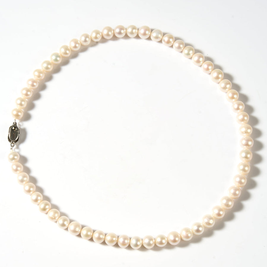 7-10.5mm White Freshwater Pearl Necklace-AAA Quality
