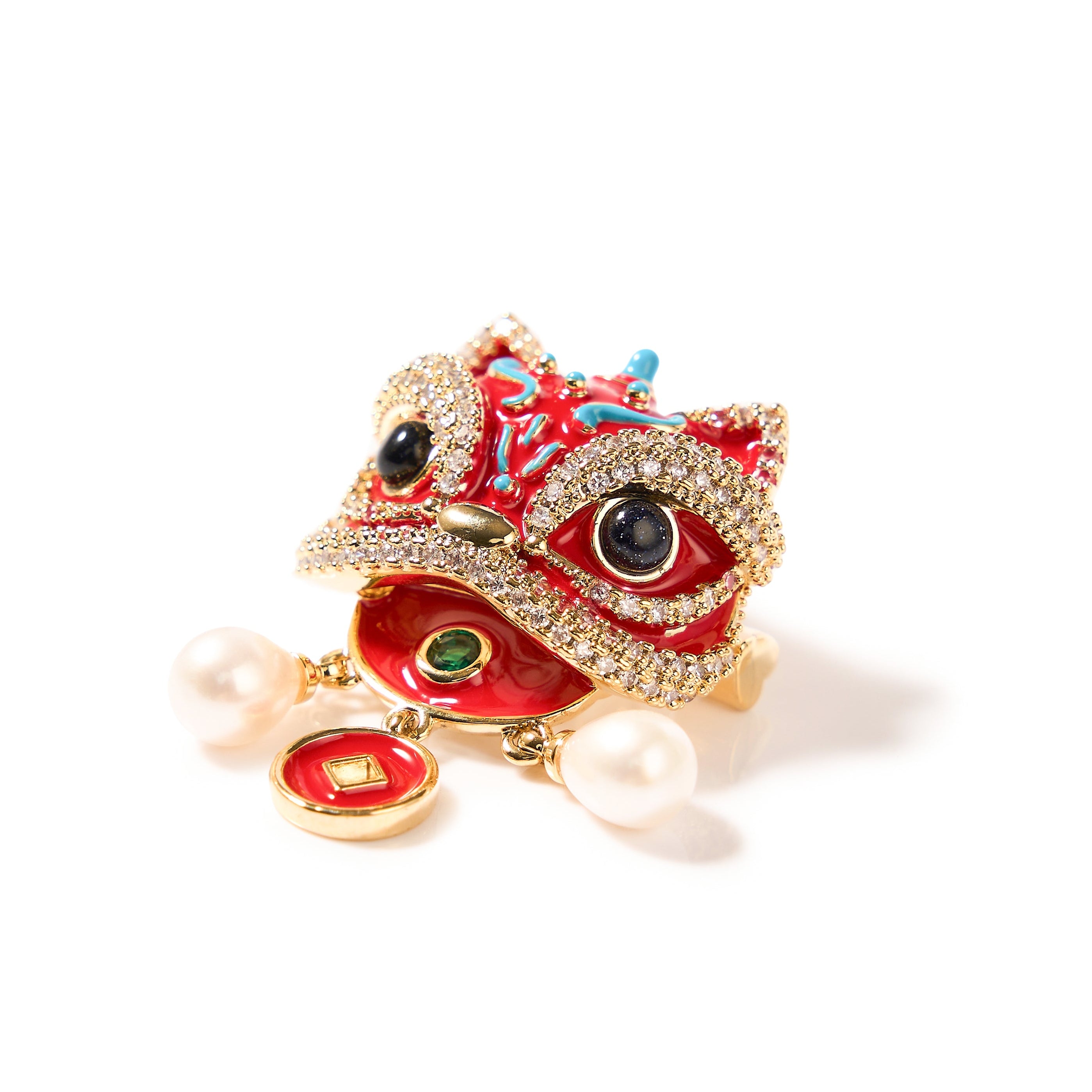 6-7mm Lion Dance Freshwater Pearl Brooch-AAA Quality