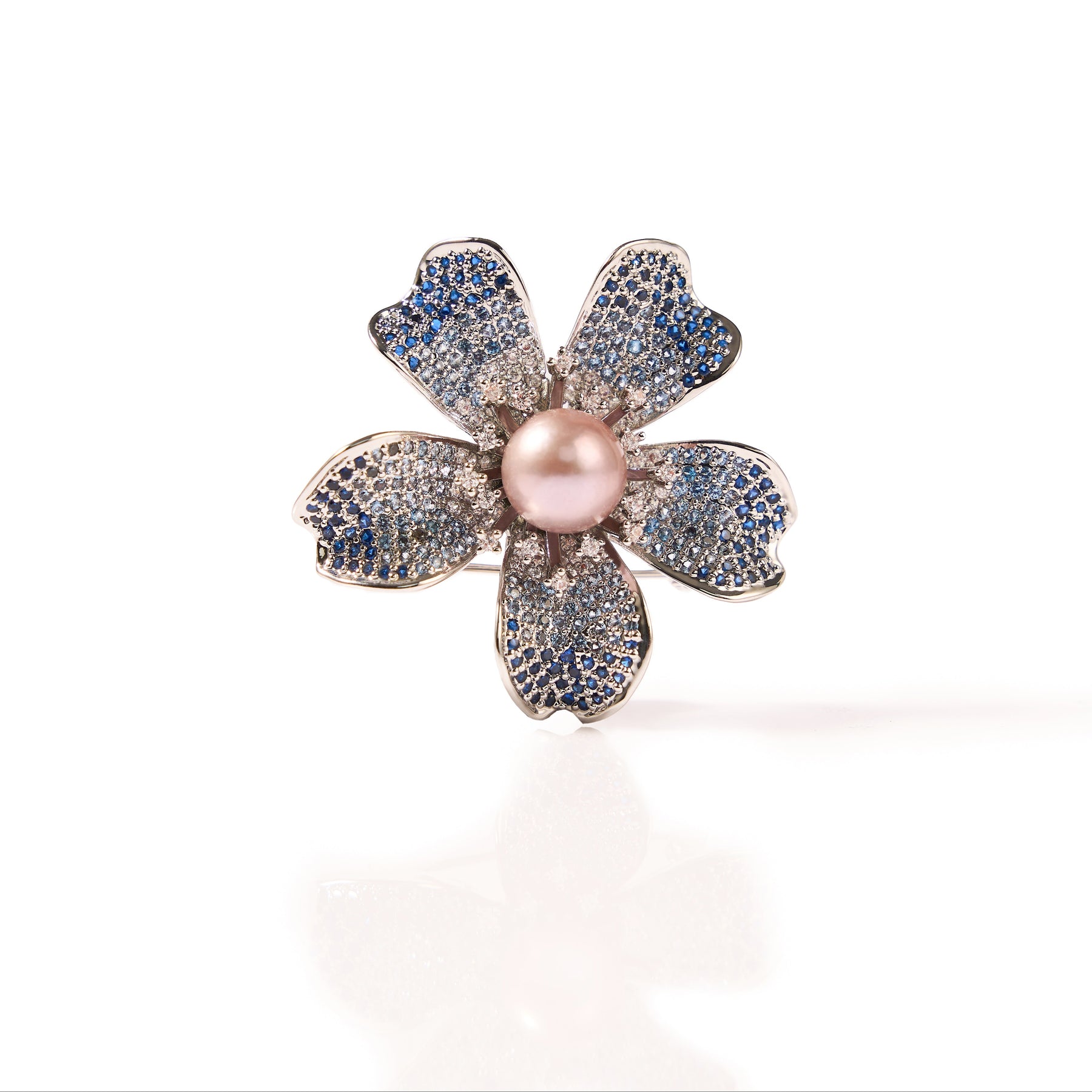 11-12mm Blue Cherry Blossom Freshwater Pearl Brooch-AAA Quality