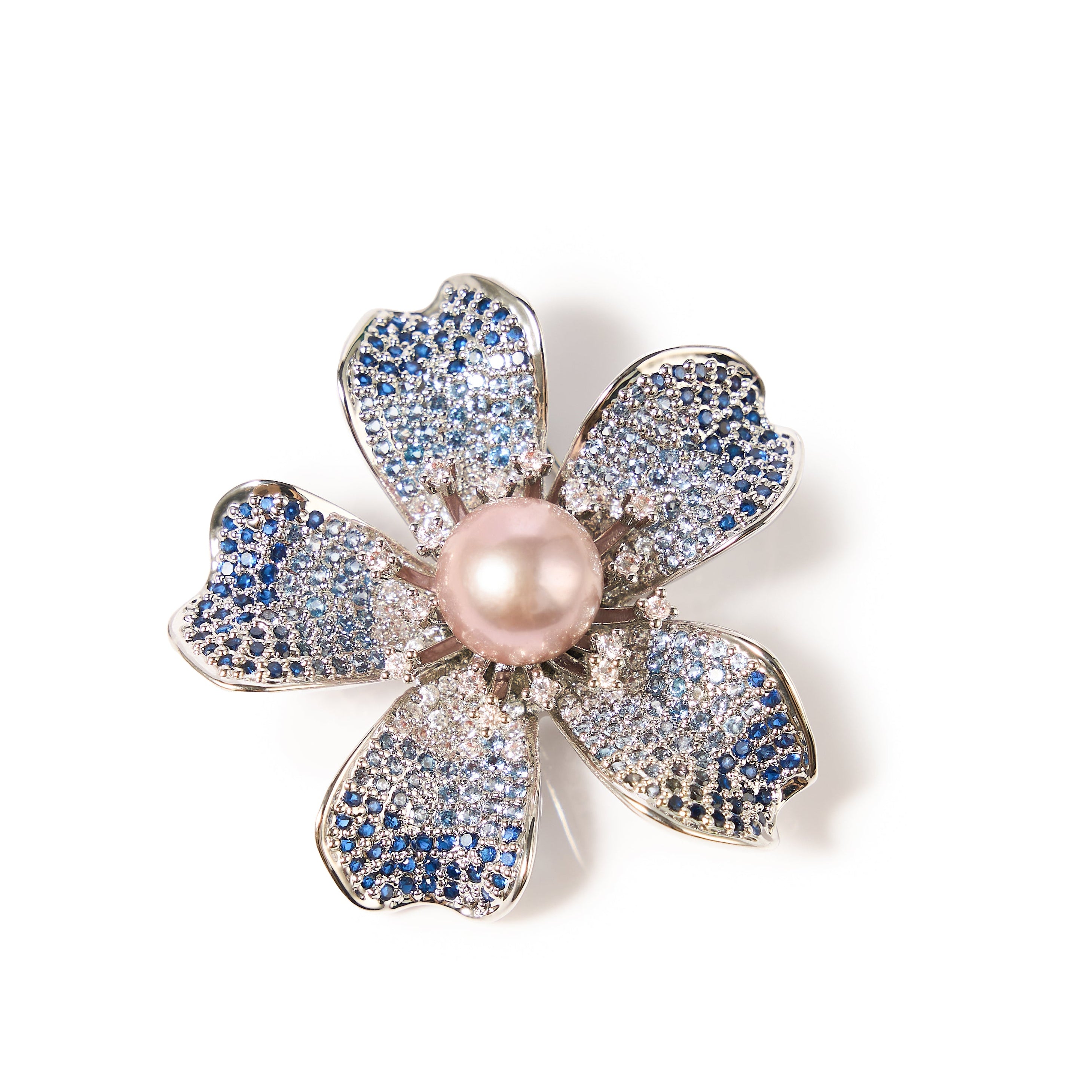 11-12mm Blue Cherry Blossom Freshwater Pearl Brooch-AAA Quality