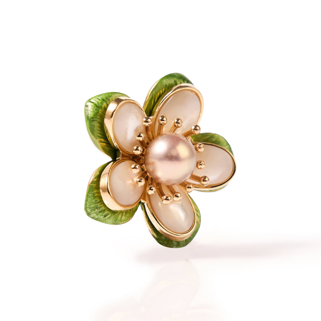 9.5-10.5mm Cherry Blossom Freshwater Pearl Brooch-AAA Quality