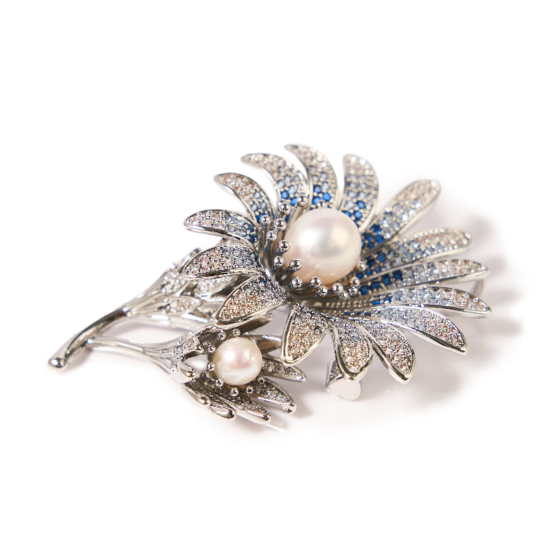 8.5-9.5mm Daisy Freshwater Pearl Brooch-AAA Quality