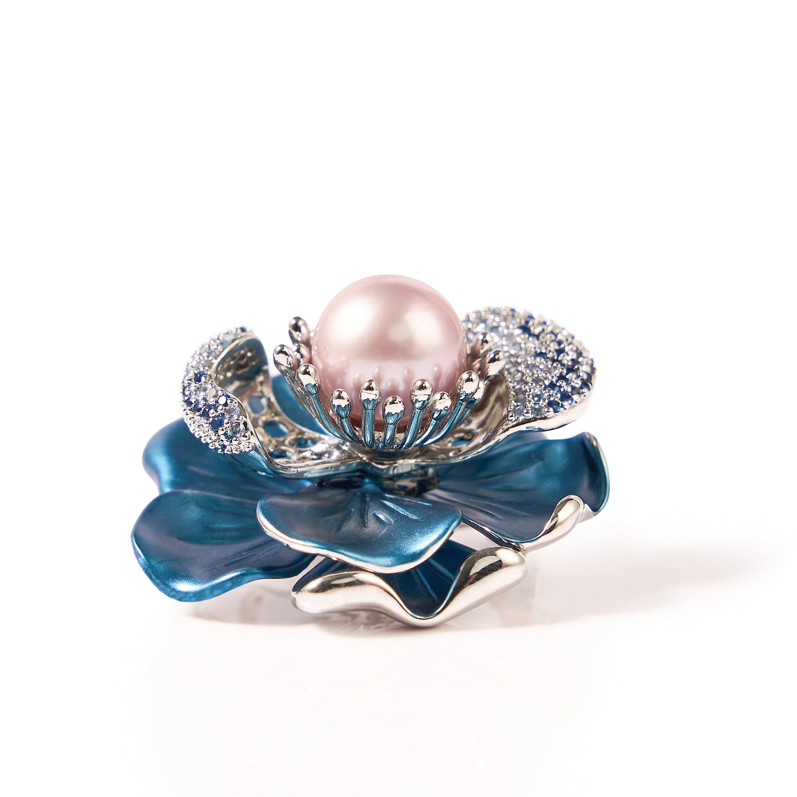 11-12mm Blue Floral Pearl Brooch-AAA Quality