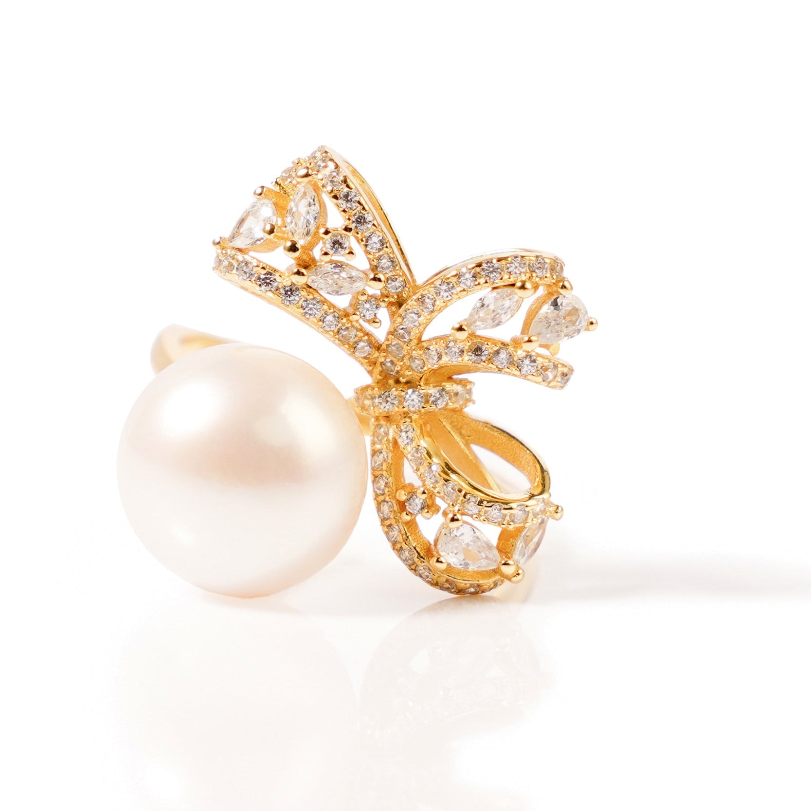 10.5-11.5mm Bow Freshwater pearl ring -AAA Quality