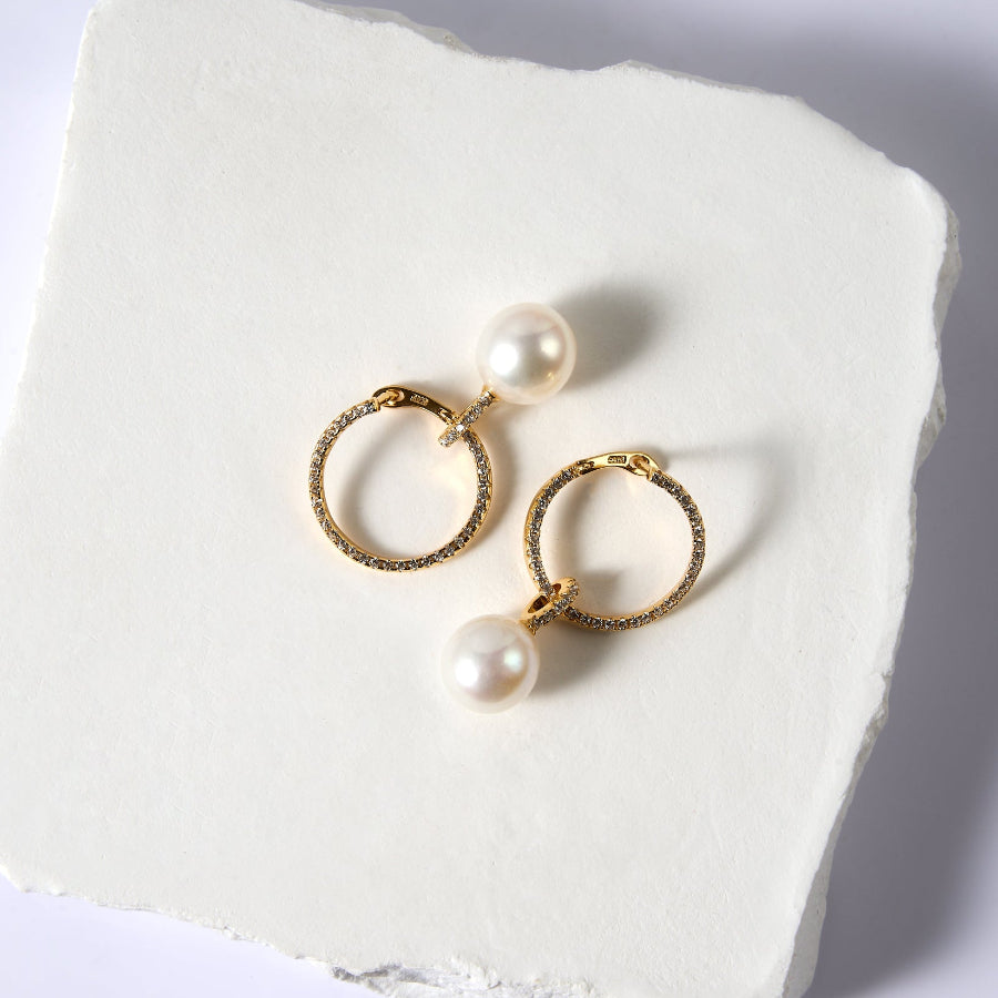 8.5-9.5mm White Freshwater Pearl Stud Earrings