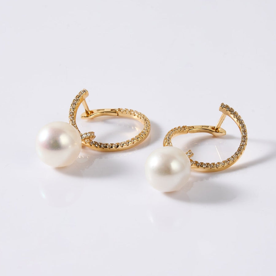 8.5-9.5mm White Freshwater Pearl Stud Earrings