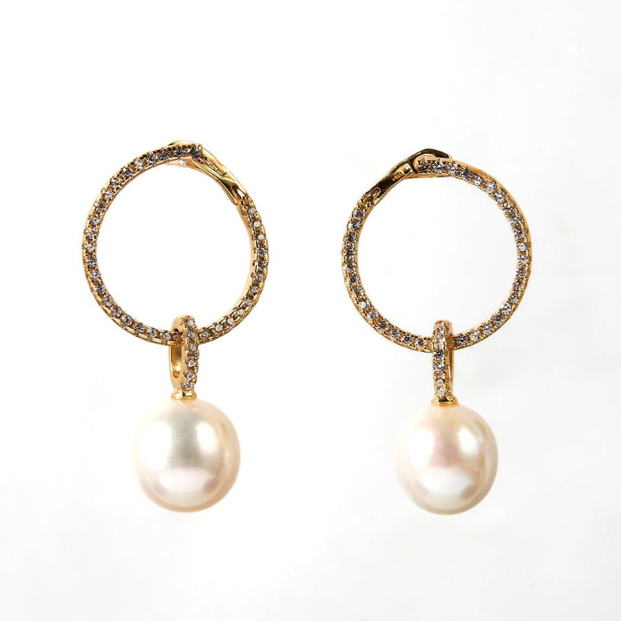 8.5-9.5mm White Freshwater Pearl Stud Earrings
