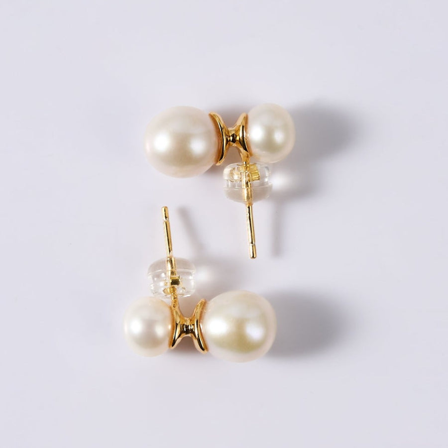 7.5-8.5mm White Freshwater Pearl Stud Earrings