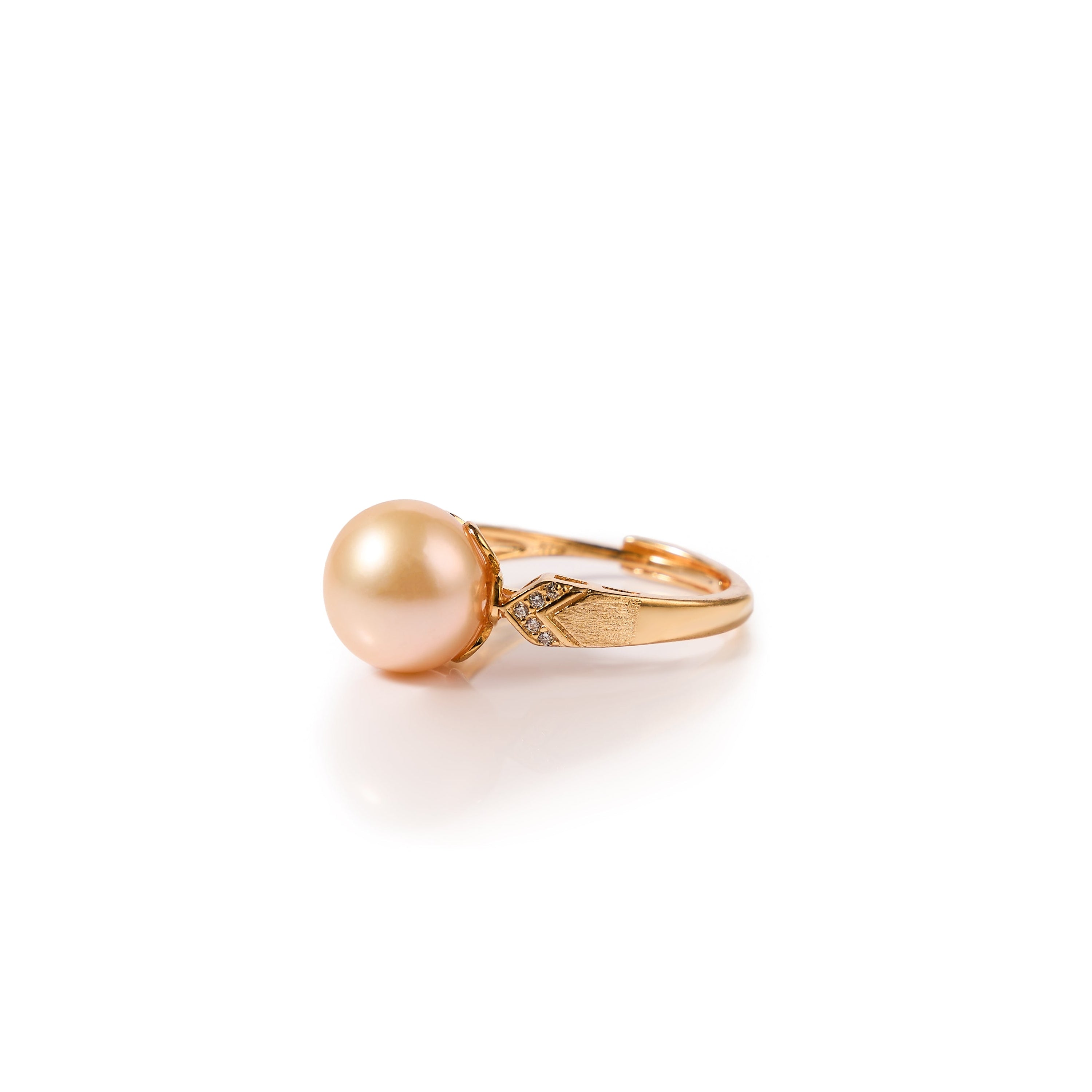 9.5-10.5mm Golden Freshwater Pearl Ring-AAA Quality
