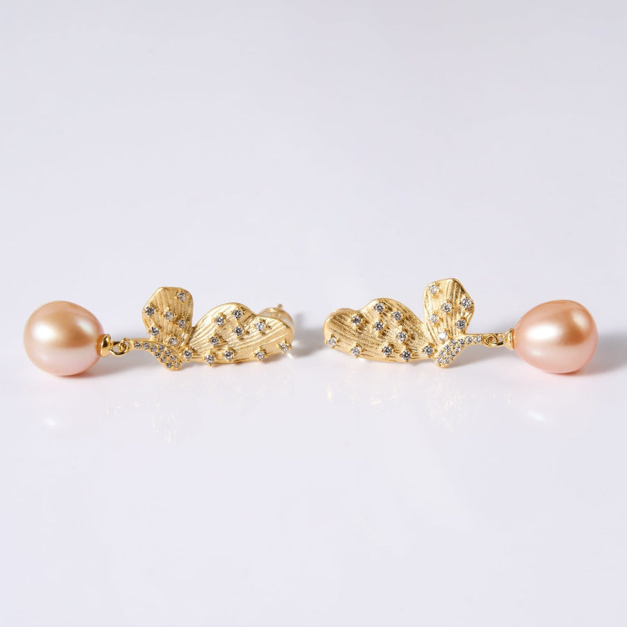 8.5-9.5mm Butterfly Freshwater Pearl Stud Earrings