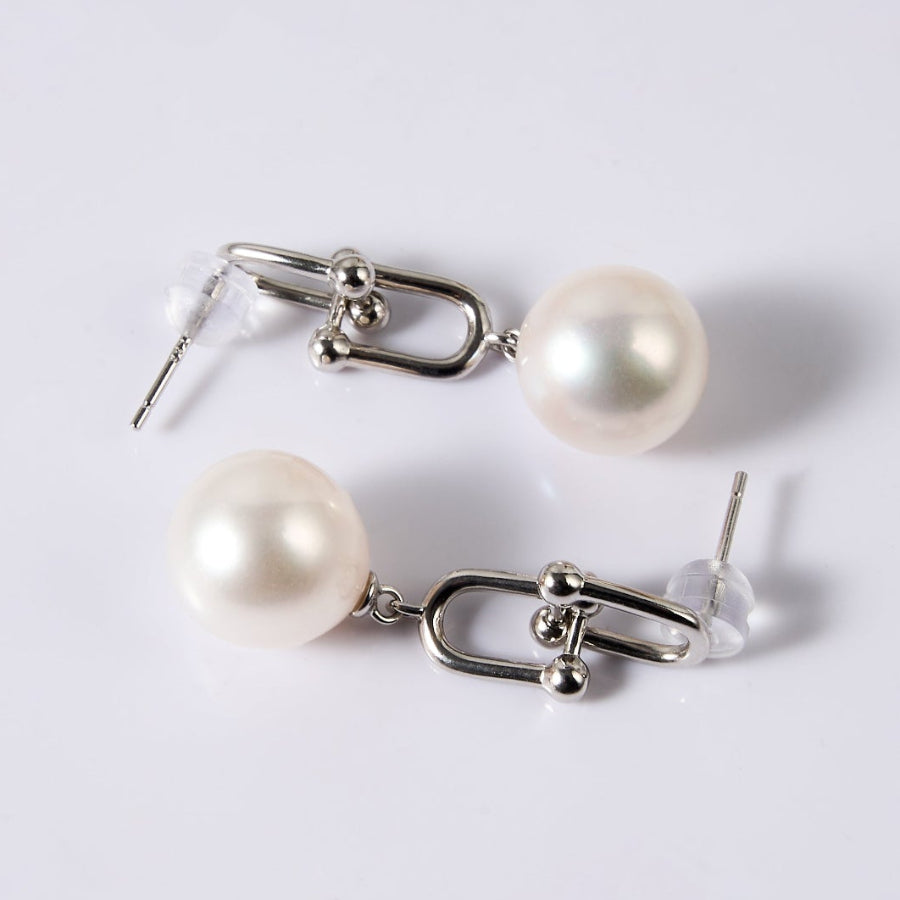 10.5-11.5mm White Freshwater Pearl Stud Earrings
