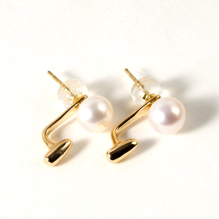6.5-7.5mm White Freshwater Pearl Stud Earrings