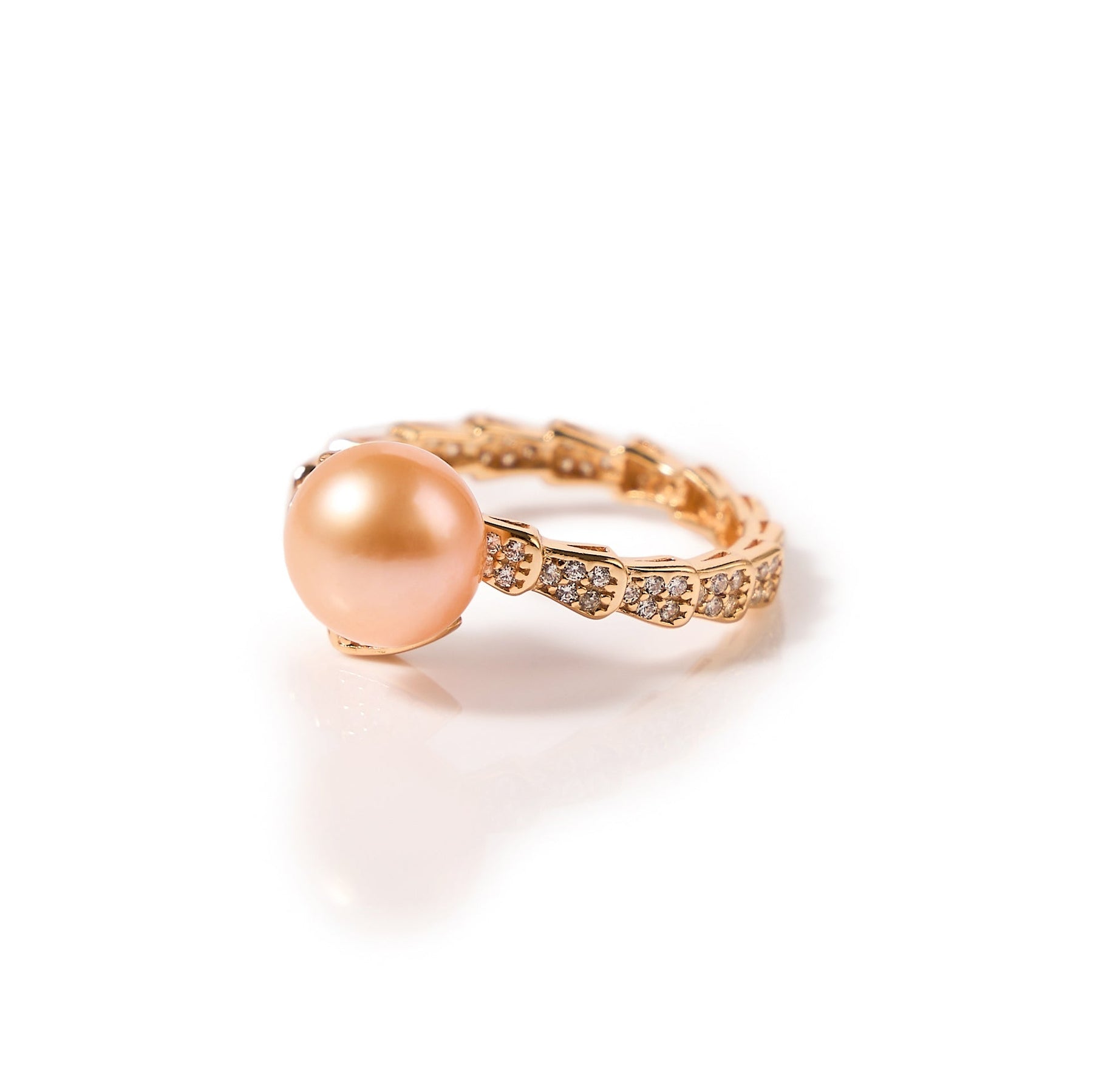 7.5-8mm Warm Gold Freshwater Pearl Ring-AAA Quality