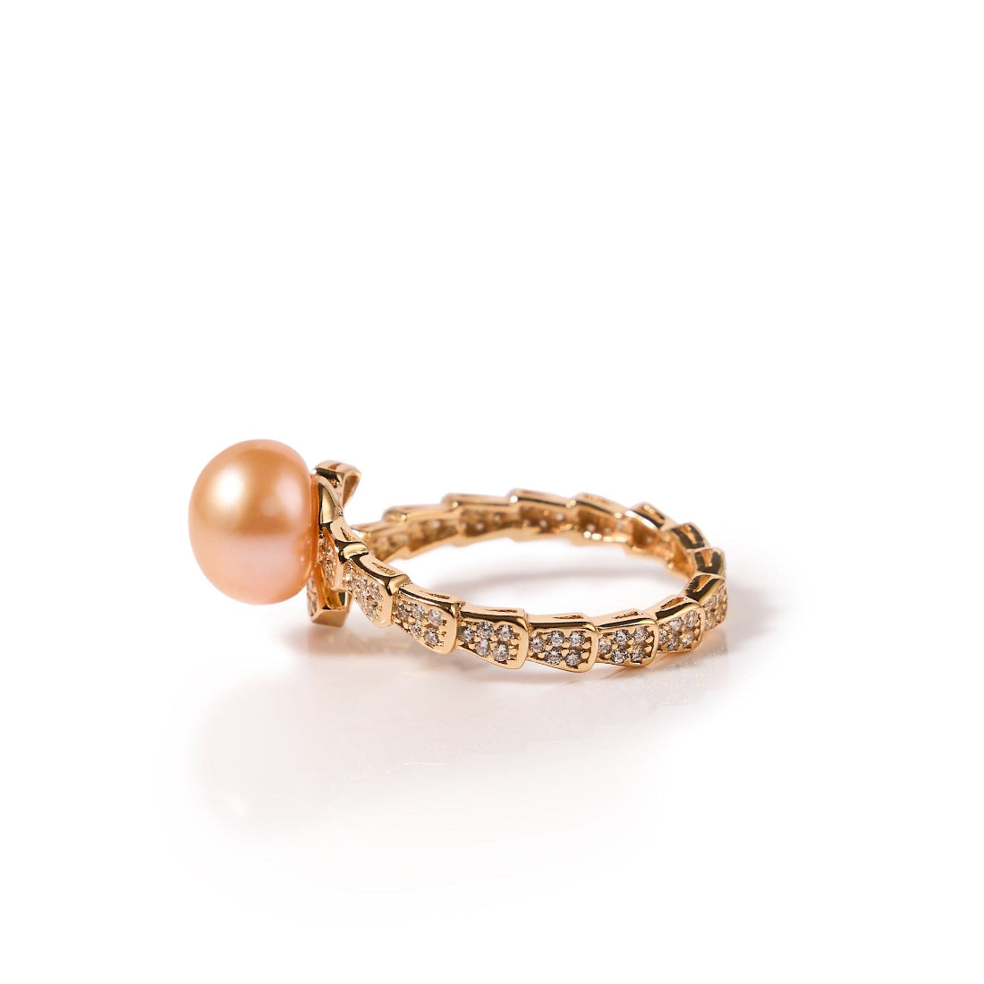 7.5-8mm Warm Gold Freshwater Pearl Ring-AAA Quality