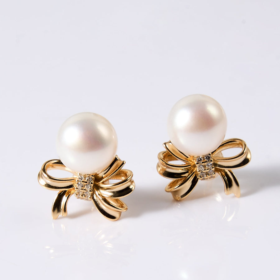 9mm White Freshwater Pearl Stud Earrings