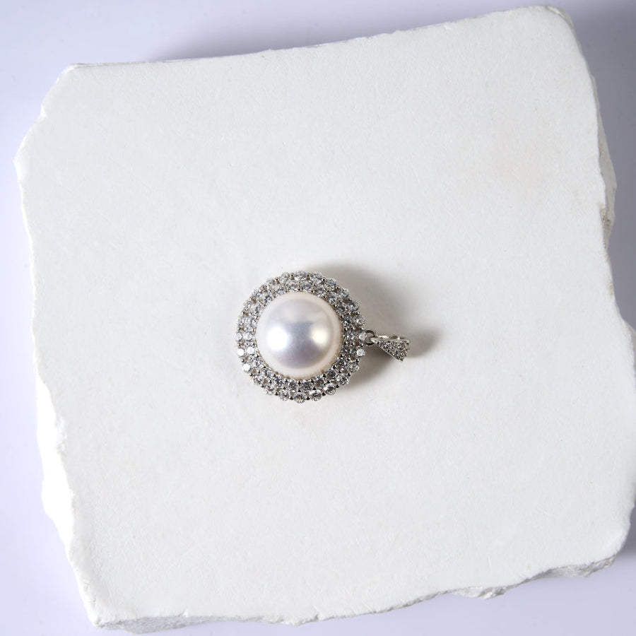 12.5-13mm White Freshwater Pearl Pendant Only — Chain Not Included