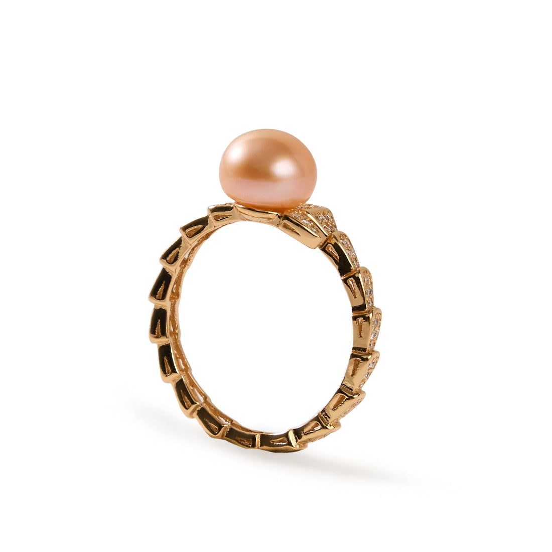 7.5-8mm Warm Gold Freshwater Pearl Ring-AAA Quality