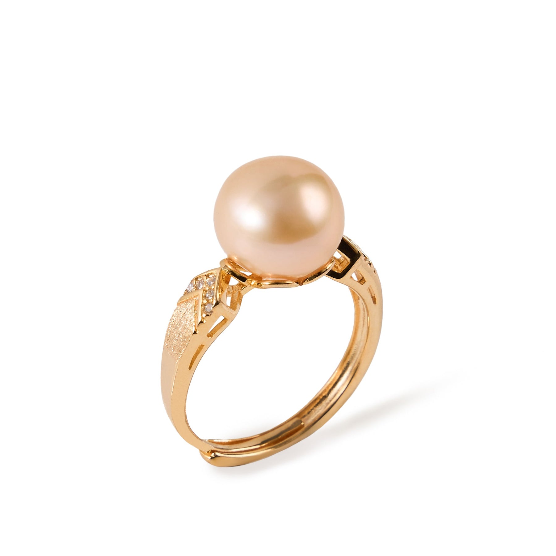 9.5-10.5mm Golden Freshwater Pearl Ring-AAA Quality