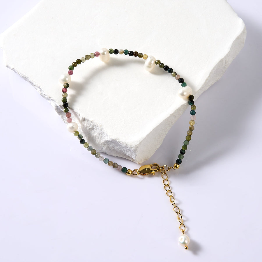 Tourmaline & Freshwater Pearl Bracelet