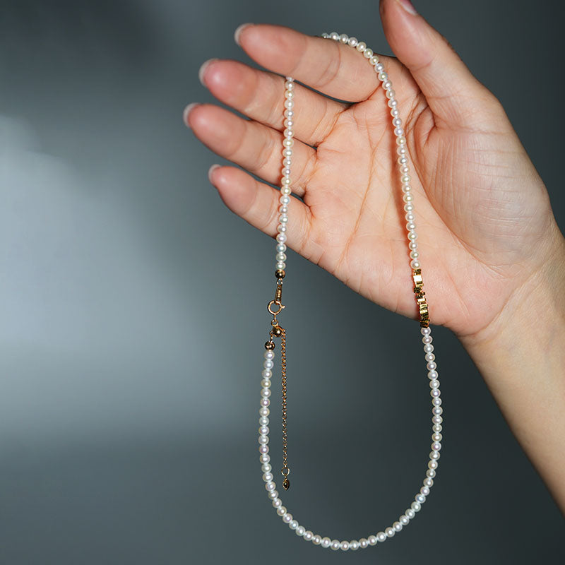 Golden Whisper Nugget Drift Pearl Necklace