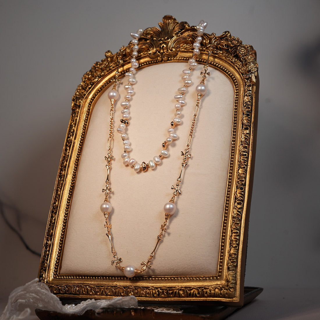 Gothic Reverie Bones & Bloom Pearl Jewelry Set
