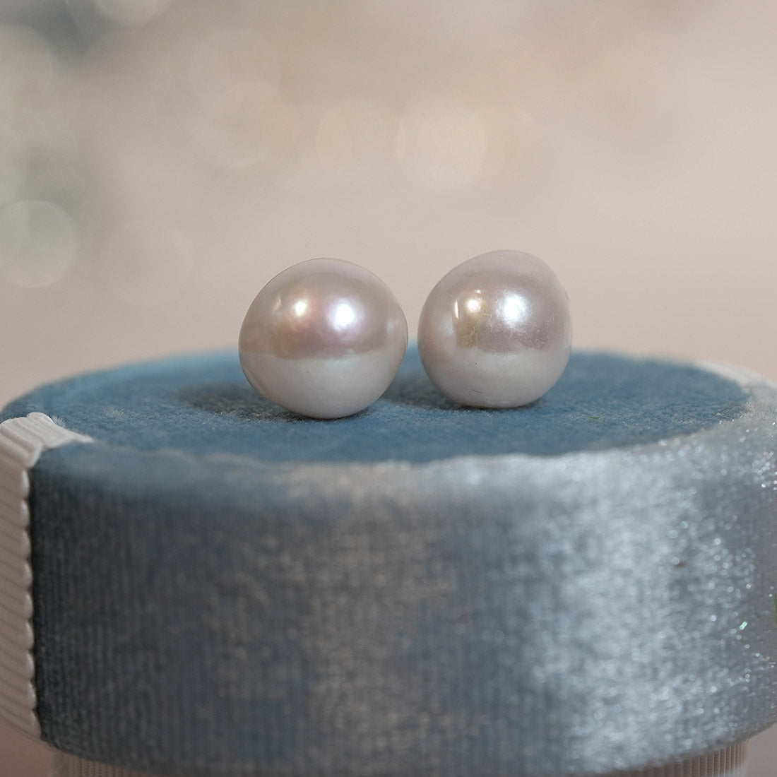 Iridescent Whisper Baroque Pearl Stud Earrings