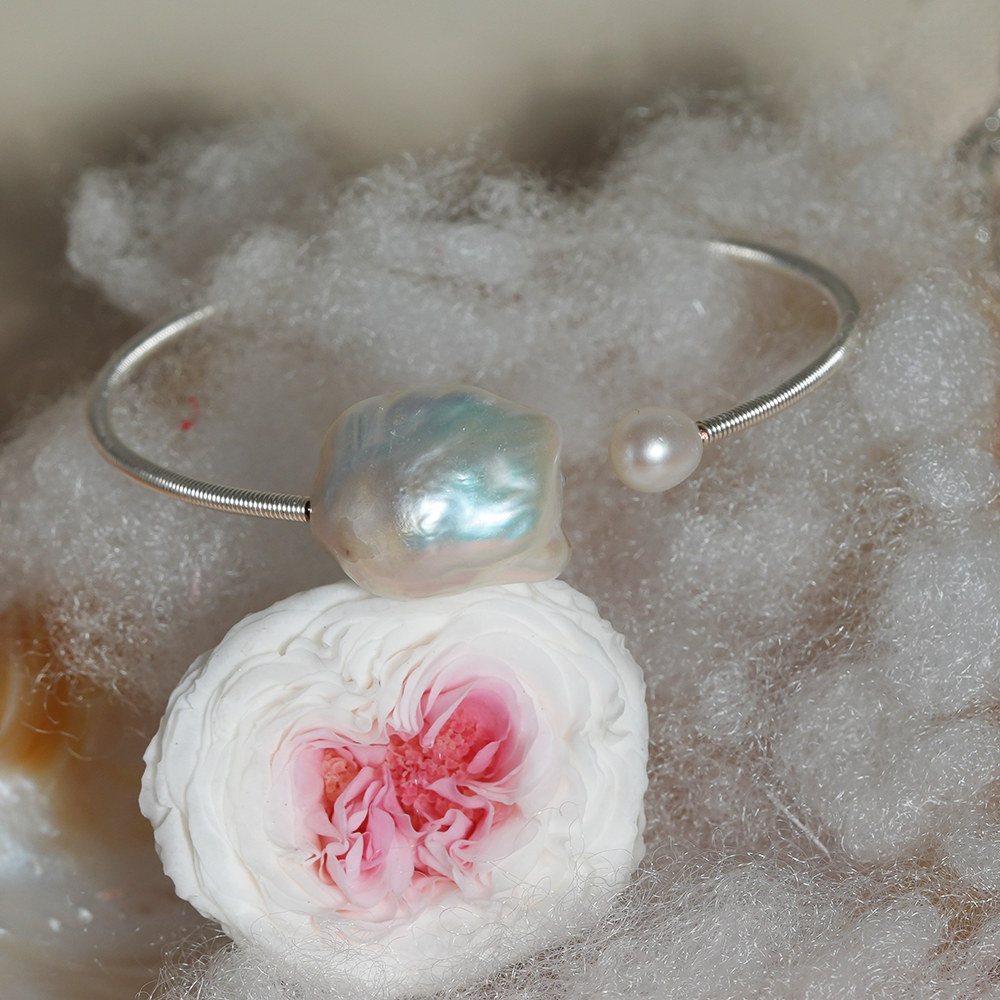 Irisa White Baroque Pearl Wrapped Bracelet