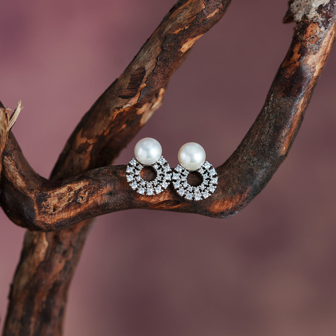 Luna Orbit Pearl Stud Earrings