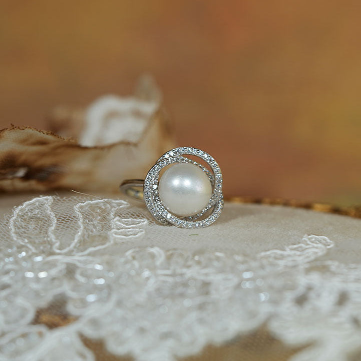 Mireille Bloom Pearl Halo Ring