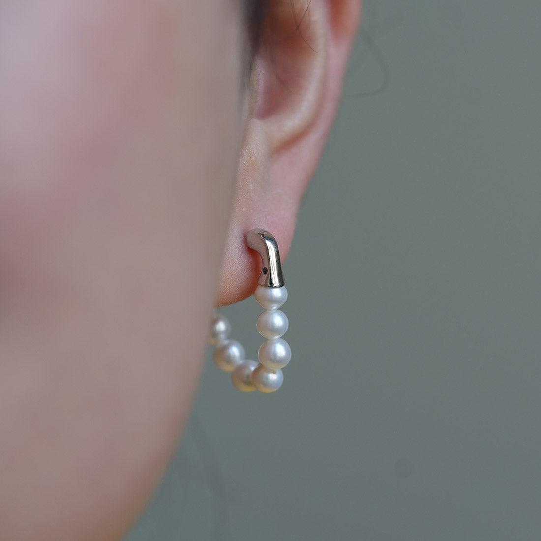 Miss Amara Elegant Pearl Huggie Earrings